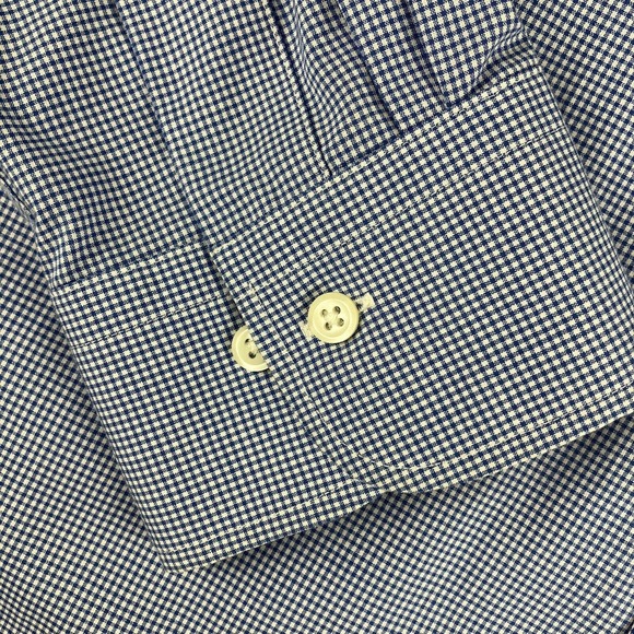 Lauren Ralph Lauren Shirt Men's 17-1/2 (36-37) Blue/White Check Long Sleeve - Picture 6 of 7